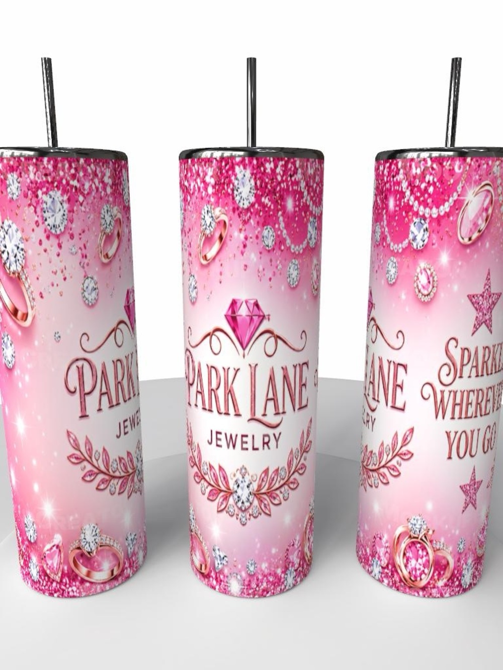 Park Lane Pink Sparkle Jewelry Stainless Tumbler